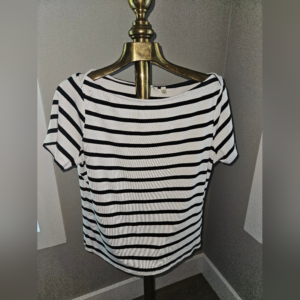 Bundle 5/$25.  Cyrus Black and White Striped Women's Top